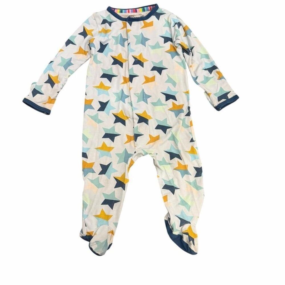 Magnetic Me Blue, Yellow, and Teal Star Print Baby Onesie - Picture 1 of 3
